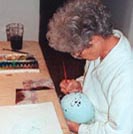 The finished eggs are individually hand painted.